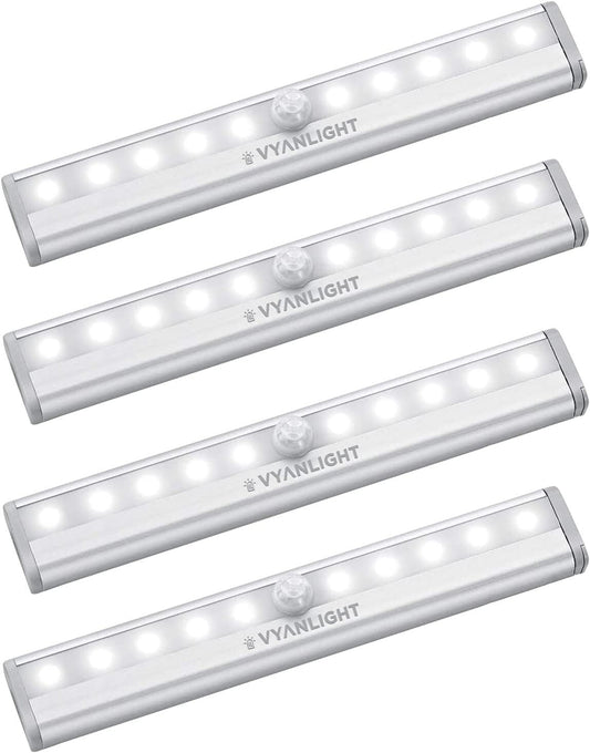 Under Cabinet Lights, 10 LED Motion Sensor Closet Lights, Wireless - 4 Pack