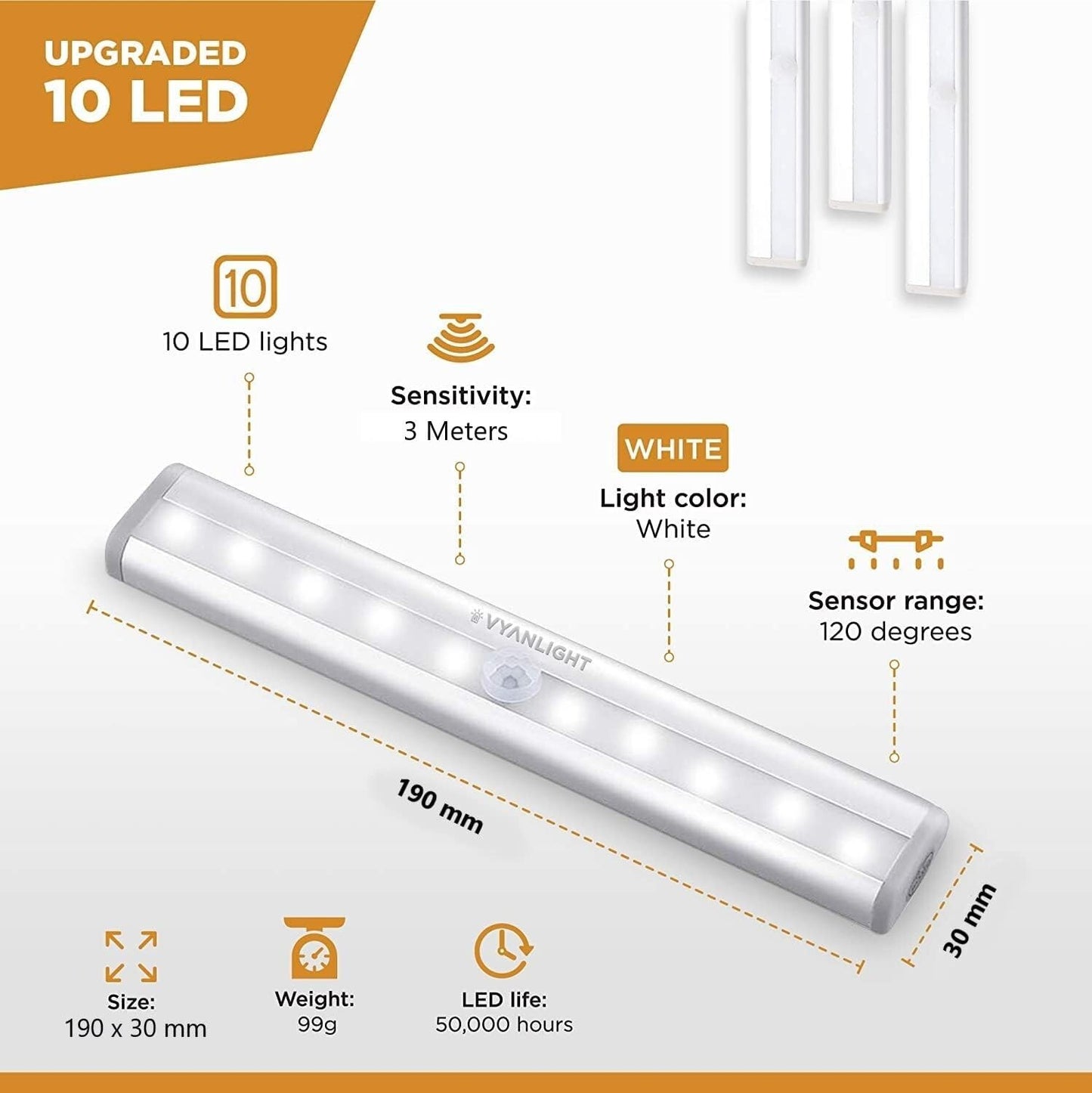 Under Cabinet Lights, 10 LED Motion Sensor Closet Lights, Wireless - 4 Pack