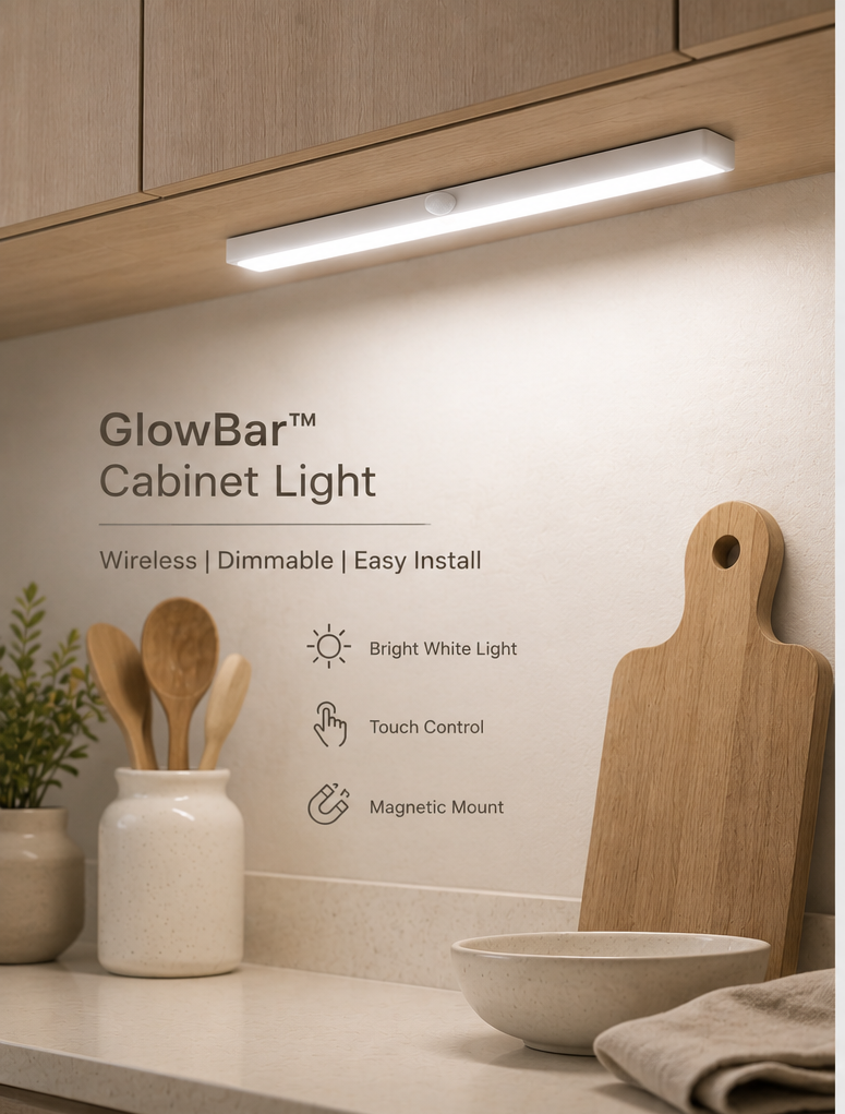 LED Under Cabinet Light Bar — Touch Control |  1000 Lumen | Magnetic Mount | USB Powered |  Kitchen, Closet & Office