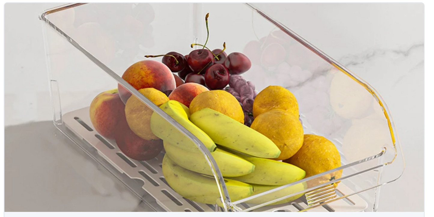 Clear Fridge Organizer, Refrigerator Organizer Bins ,Fridge Organizers and Storage Containers for Fruit, Vegetable, Food, Drinks